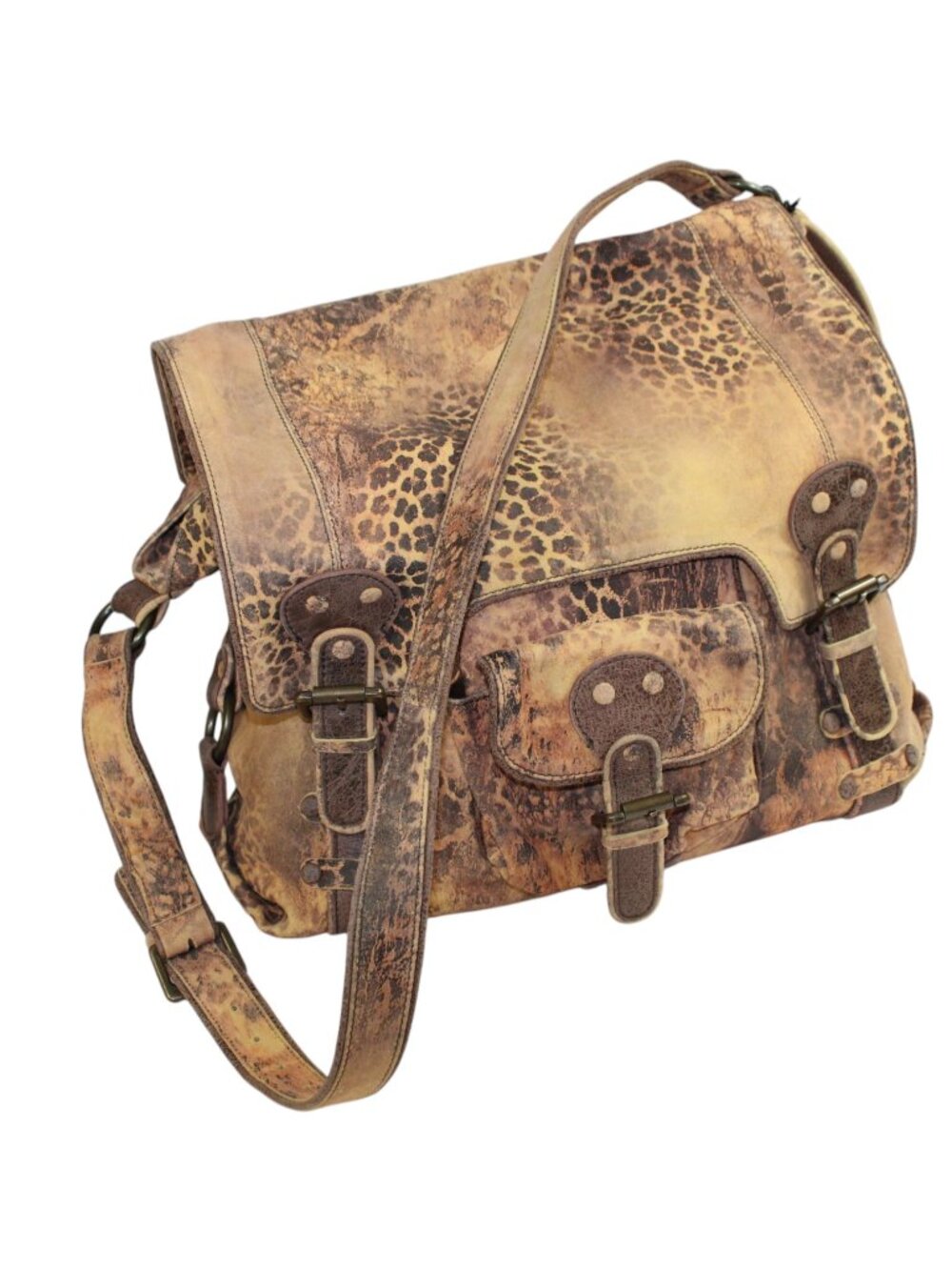 Old Gringo Abilene GT Leopardito Distressed Suede Leather Messenger Bag (NWT) - Picture 3 of 11